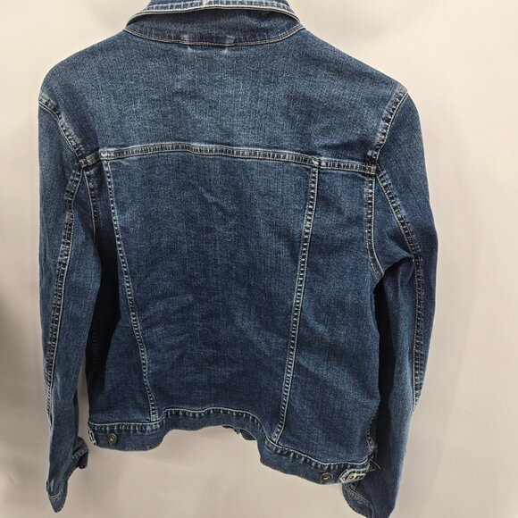 Vince Camuto Blue Denim Medium Wash Button Front Shorter Fit Trucker Jacket XL - Picture 2 of 12